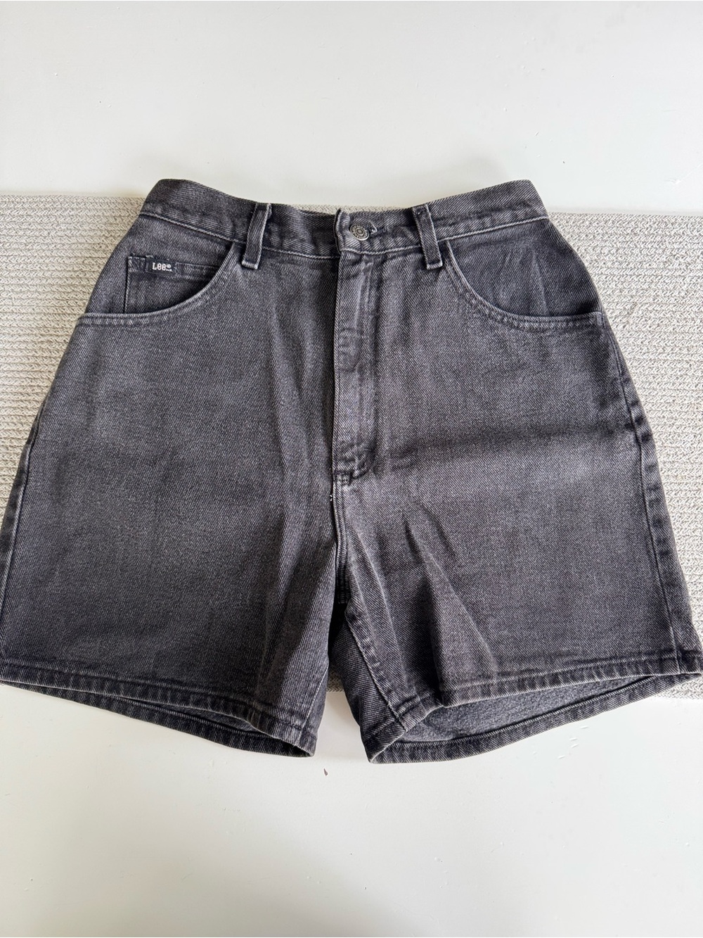 Vintage 80s 90s Lee Washed Black Denim Jean Shorts Size 10
